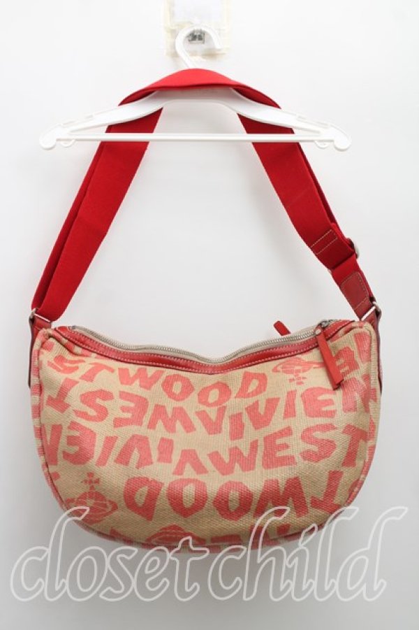 画像2: ヴィヴィアンウエストウッド 中古 / ロゴptショルダーバッグ  ベージュｘ赤  H-26-03-22-044-ba-OD-ZH (2)