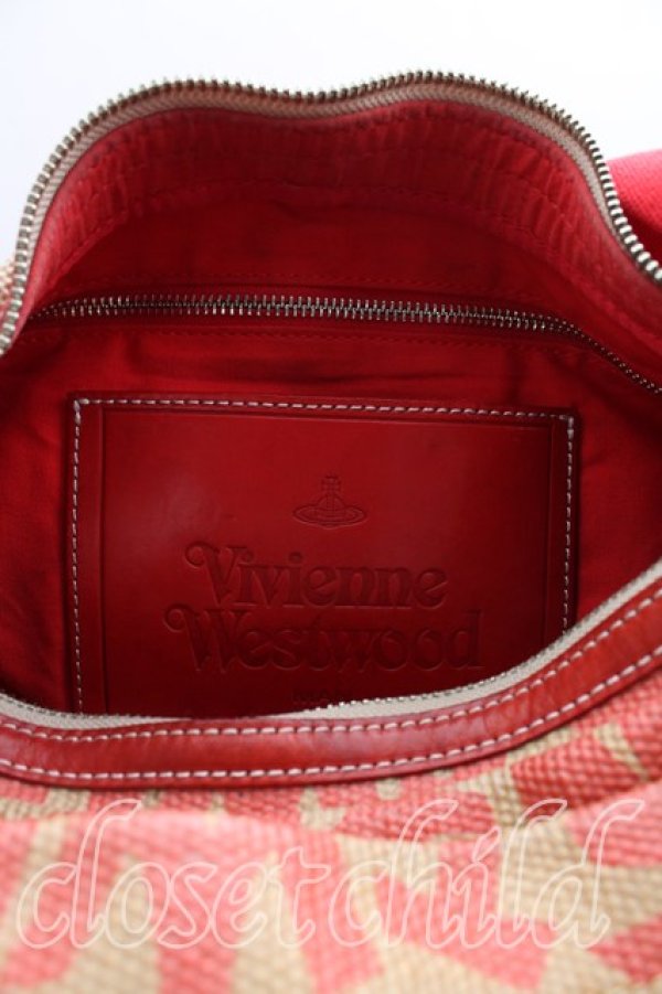 画像4: ヴィヴィアンウエストウッド 中古 / ロゴptショルダーバッグ  ベージュｘ赤  H-26-03-22-044-ba-OD-ZH (4)