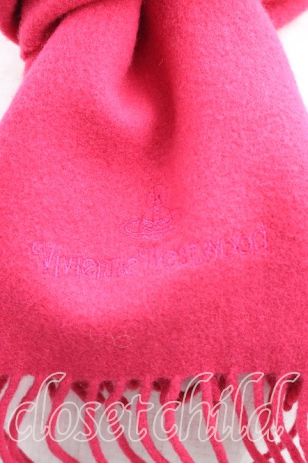 画像2: ヴィヴィアンウエストウッド 中古 / ロゴ刺繍マフラー  ピンク  H-26-03-22-053-gd-OD-ZH (2)
