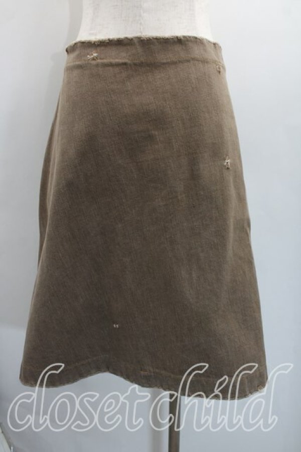 画像2: ANGLOMANIA 中古 / ダメージデニムスカート 42（11号相当） 茶  H-26-03-22-015-sk-OD-ZH (2)
