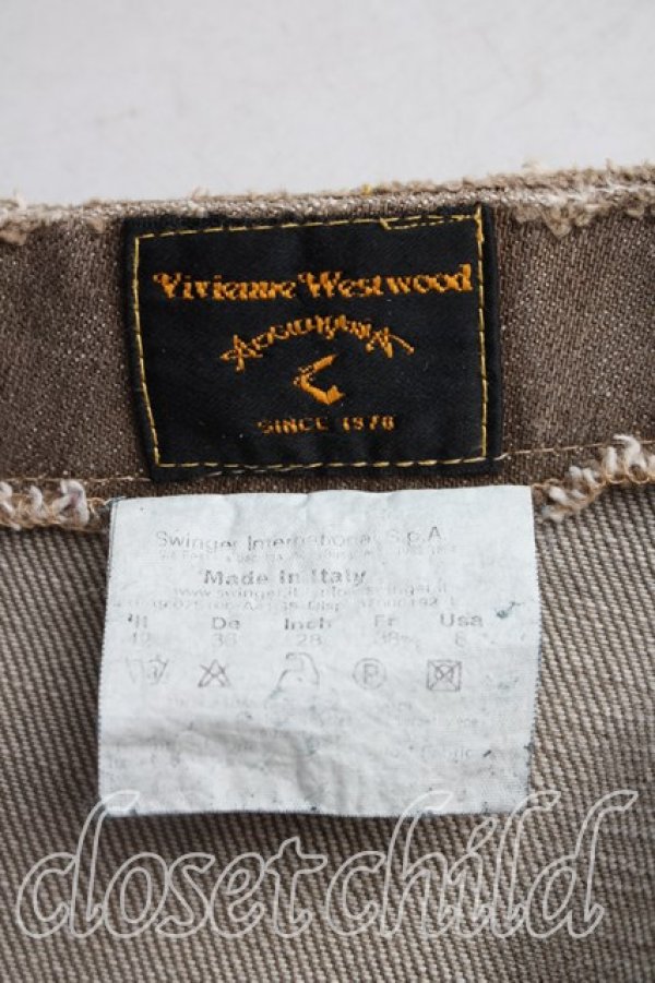 画像3: ANGLOMANIA 中古 / ダメージデニムスカート 42（11号相当） 茶  H-26-03-22-015-sk-OD-ZH (3)