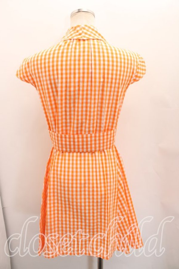 画像2: ヴィヴィアンウエストウッド 中古 / ギンガムチェックシャツワンピース 38（7号相当） オレンジ  H-26-03-29-030-op-OD-ZH (2)
