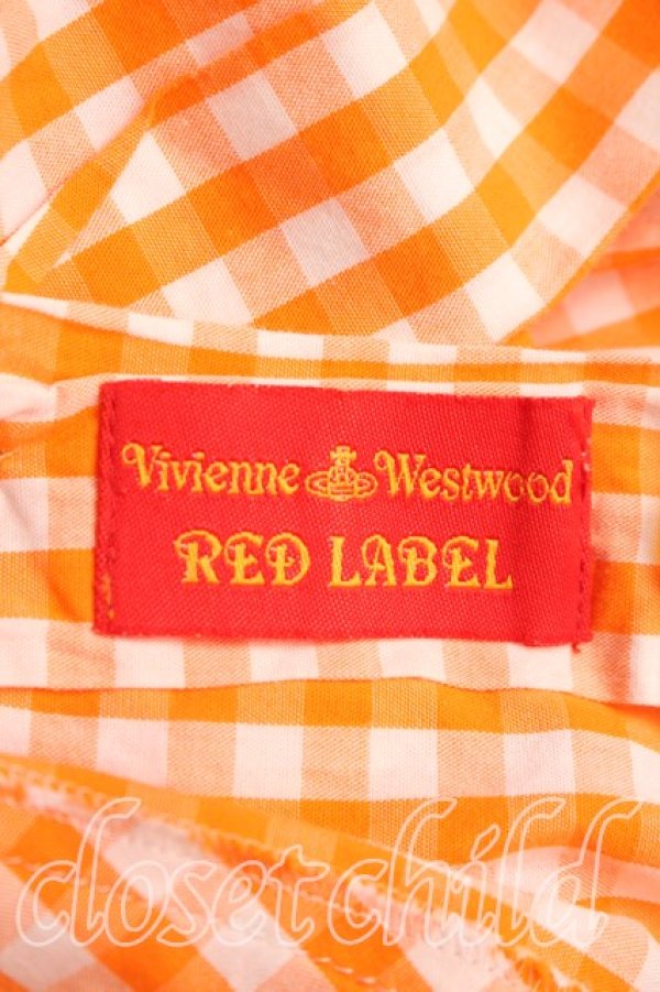 画像3: ヴィヴィアンウエストウッド 中古 / ギンガムチェックシャツワンピース 38（7号相当） オレンジ  H-26-03-29-030-op-OD-ZH (3)