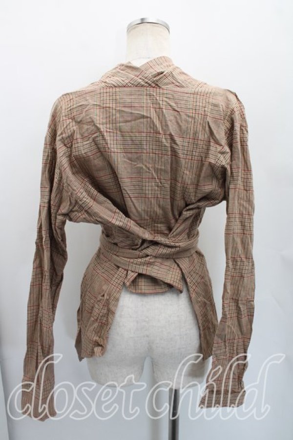 画像2: ヴィヴィアンウエストウッド 中古 / タータンチェックカシュクールシャツ II(9号相当） 茶  H-26-03-29-032-bl-OD-ZH (2)