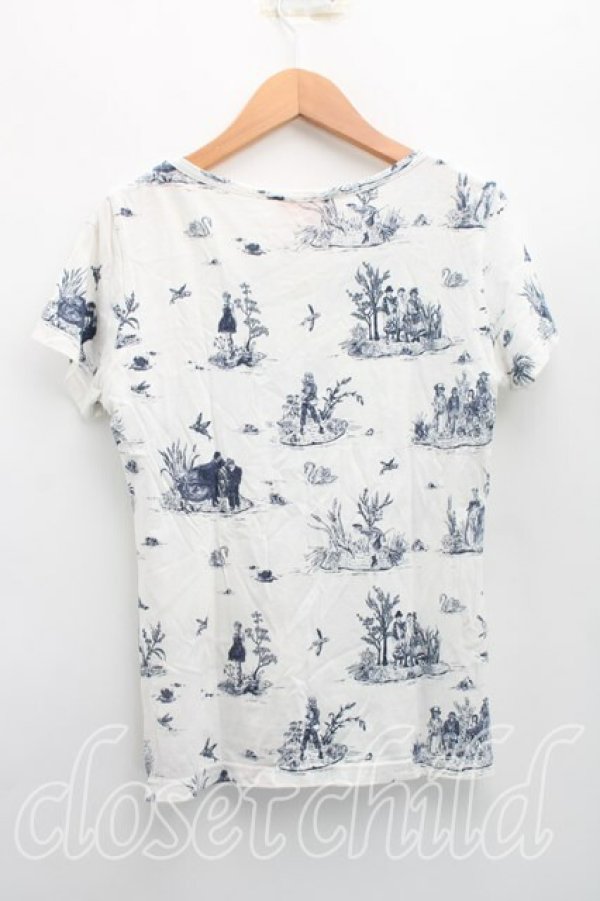 画像2: ヴィヴィアンウエストウッド 中古 / トワレ柄Tシャツ 1（7号相当） 白  H-26-03-29-034-ts-OD-ZH (2)