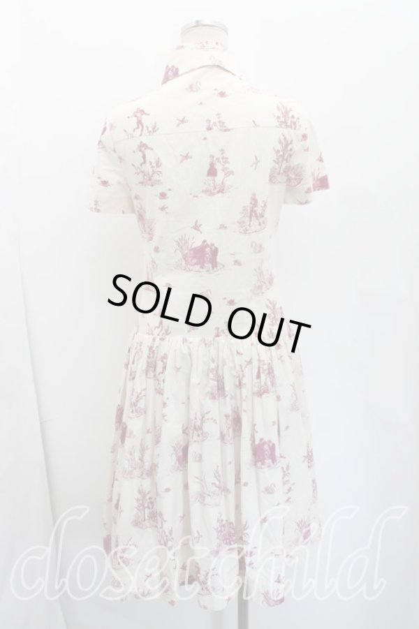 画像2: ヴィヴィアンウエストウッド 中古 / トワレ柄ワンピース 2（9号相当） 紫ｘ生成  H-26-03-29-004-op-OD-ZH (2)