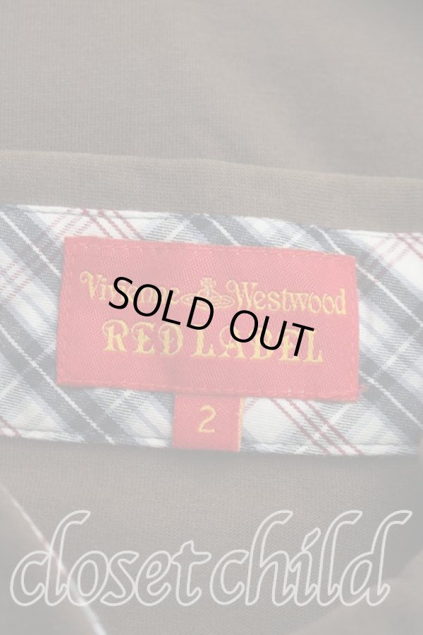 画像3: ヴィヴィアンウエストウッド 中古 / タータンチェック切替ポロ 2（9号相当） カーキ  H-26-03-29-040-to-OD-ZH (3)