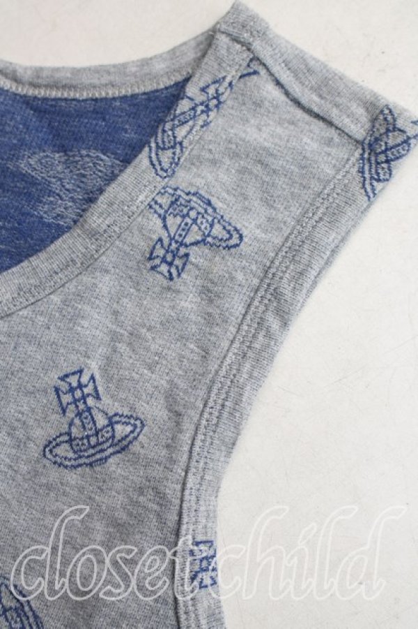 画像4: ヴィヴィアンウエストウッド MAN 中古 / オーブ総柄タンクトップ  灰  H-26-03-29-041-to-OD-ZH (4)