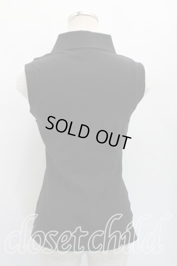 画像2: ヴィヴィアンウエストウッド 中古 / 単色オーブ刺繍ノースリーブポロ 2（9号相当） 黒  H-26-03-29-051-to-OD-ZH (2)