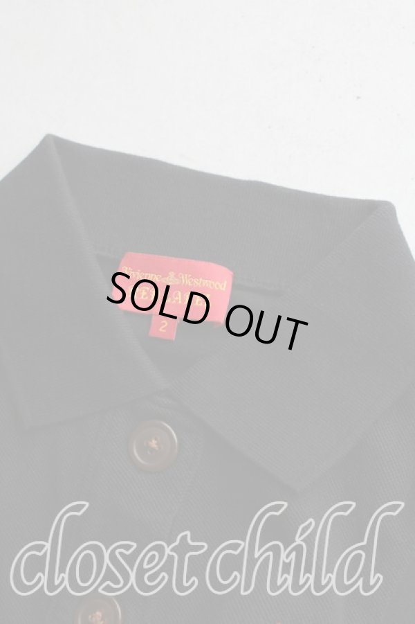 画像6: ヴィヴィアンウエストウッド 中古 / 単色オーブ刺繍ノースリーブポロ 2（9号相当） 黒  H-26-03-29-051-to-OD-ZH (6)