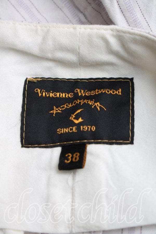 画像3: ANGLOMANIA 中古 / ストライプカンガルースカート 38（7号相当） 白ｘ紫  H-26-03-29-066-sk-OD-ZH (3)