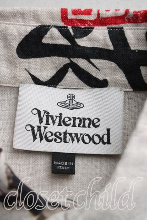 画像3: ヴィヴィアンウエストウッド 中古 / 緑色経済シャツ 38（7号相当） ベージュ  H-26-03-29-007-bl-OD-ZH (3)