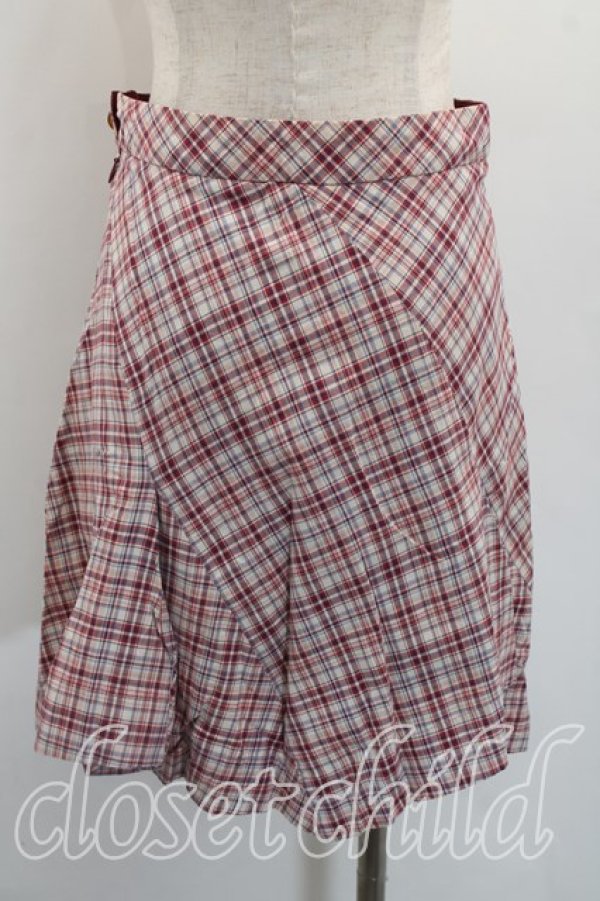 画像2: ヴィヴィアンウエストウッド 中古 / タータンチェックフレアスカート 2（9号相当） 赤  H-26-03-29-067-sk-OD-ZH (2)