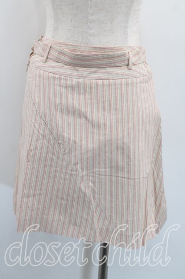 画像2: ヴィヴィアンウエストウッド 中古 / ストライププリーツスカート 38（7号相当） 灰ｘ赤  H-26-03-29-068-sk-OD-ZH (2)