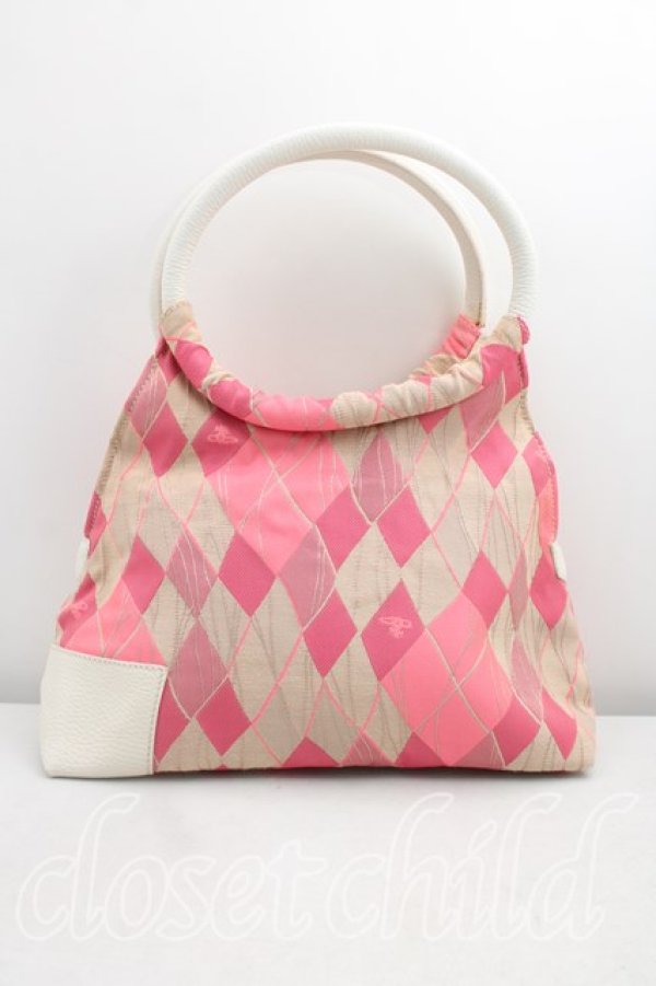 画像2: ヴィヴィアンウエストウッド 中古 / アーガイルハンドバッグ  ピンク  H-26-03-29-070-ba-OD-ZH (2)