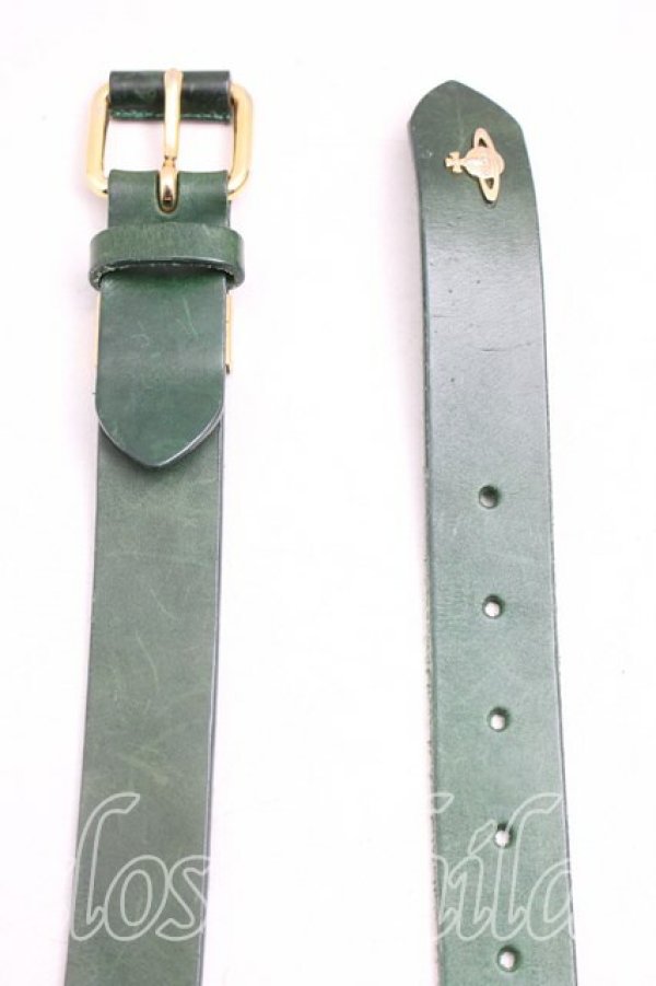 画像2: ヴィヴィアンウエストウッド 中古 / レザーベルト  緑  H-26-03-29-079-gd-OD-ZH (2)