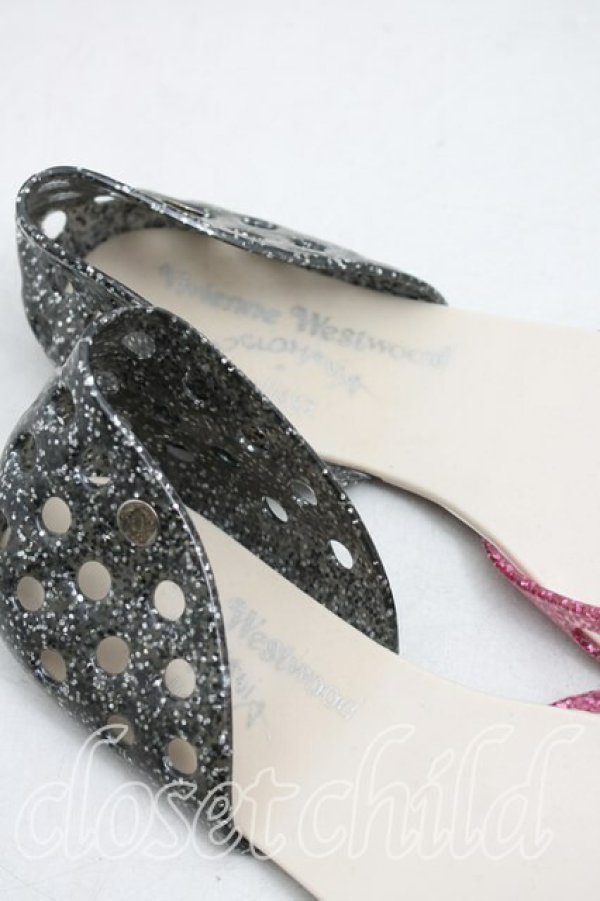 画像6: ヴィヴィアンウエストウッド×Melissa 中古 / グリッターシューズ 24.5cm位 ピンクｘ黒  H-26-03-29-087-sh-OD-ZH (6)