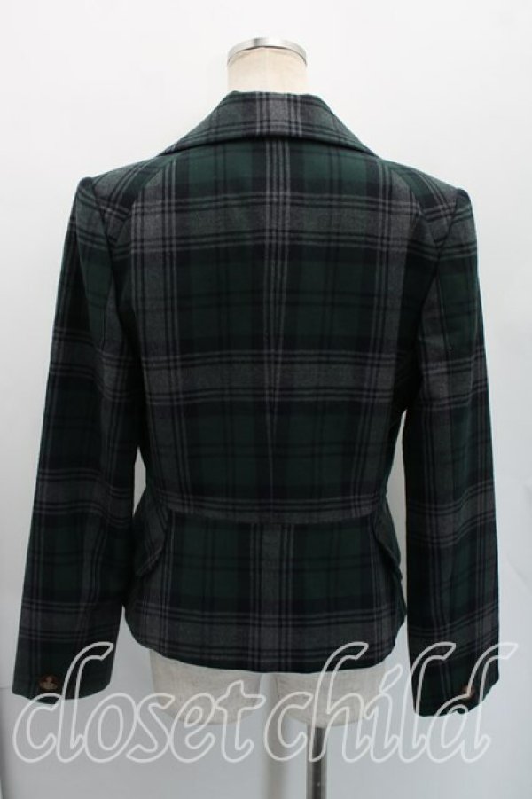 画像2: ヴィヴィアンウエストウッド 中古 / タータンチェックラブジャケット 3（11号相当） 緑  H-26-03-29-002-jc-OD-ZH (2)