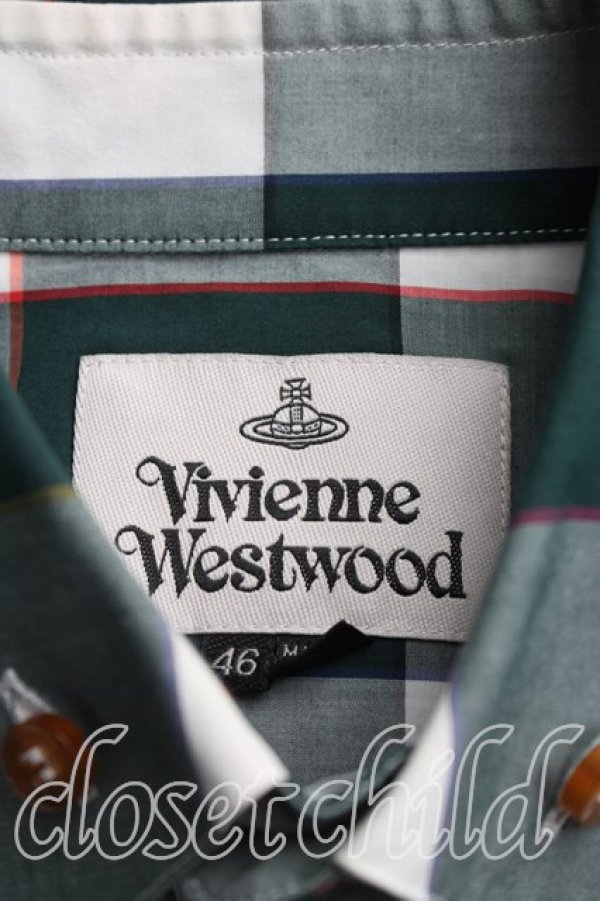 画像3: ヴィヴィアンウエストウッド 中古 / ブロックチェックシャツ 46（メンズM相当） 緑  H-26-04-05-022-bl-OD-ZH (3)