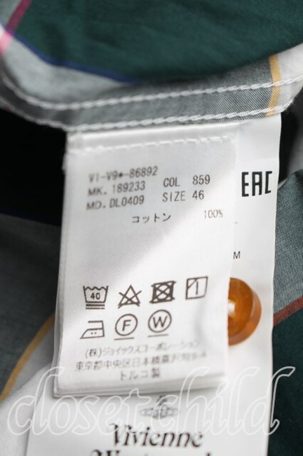 画像4: ヴィヴィアンウエストウッド 中古 / ブロックチェックシャツ 46（メンズM相当） 緑  H-26-04-05-022-bl-OD-ZH (4)