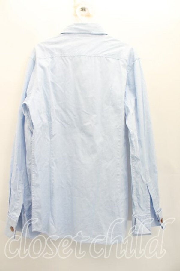 画像2: ヴィヴィアンウエストウッド MAN 中古 / オーブ刺繍高襟シャツ 46（メンズM相当） 青  H-26-04-05-023-bl-OD-ZH (2)