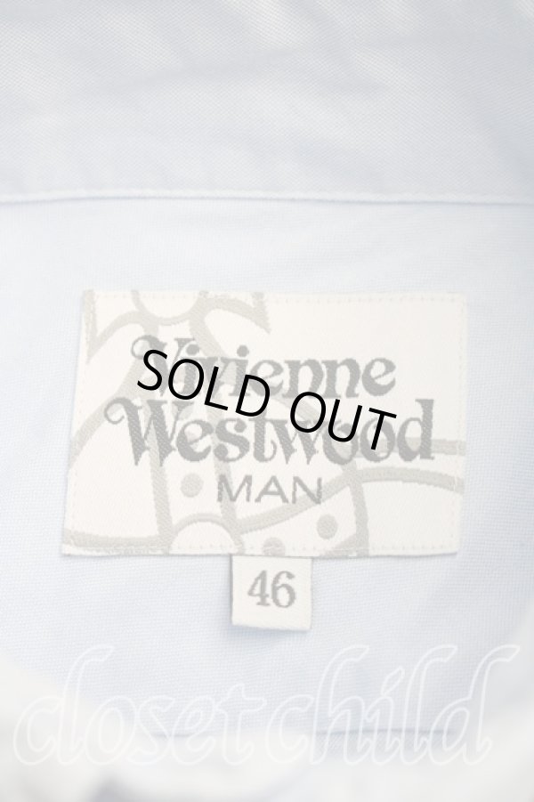 画像3: ヴィヴィアンウエストウッド MAN 中古 / オーブ刺繍高襟シャツ 46（メンズM相当） 青  H-26-04-05-023-bl-OD-ZH (3)