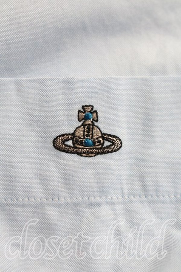画像6: ヴィヴィアンウエストウッド MAN 中古 / オーブ刺繍高襟シャツ 46（メンズM相当） 青  H-26-04-05-023-bl-OD-ZH (6)