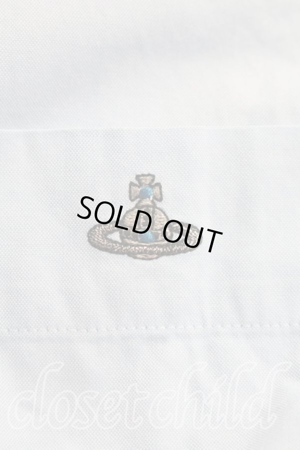 画像6: ヴィヴィアンウエストウッド MAN 中古 / オーブ刺繍高襟シャツ 46（メンズM相当） 青  H-26-04-05-023-bl-OD-ZH (6)