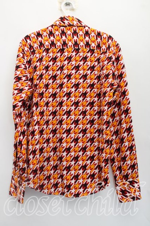 画像2: ヴィヴィアンウエストウッド MAN 中古 / スター柄アシメシャツ 46（メンズM相当） オレンジ  H-26-04-05-024-bl-OD-ZH (2)