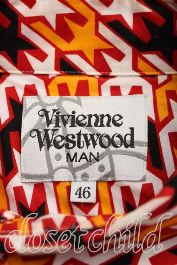 画像3: ヴィヴィアンウエストウッド MAN 中古 / スター柄アシメシャツ 46（メンズM相当） オレンジ  H-26-04-05-024-bl-OD-ZH (3)