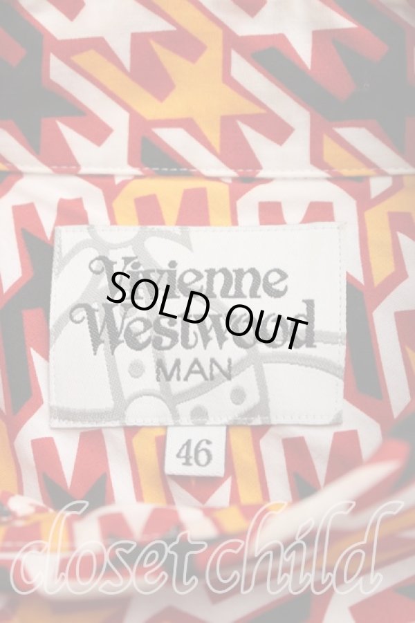 画像3: ヴィヴィアンウエストウッド MAN 中古 / スター柄アシメシャツ 46（メンズM相当） オレンジ  H-26-04-05-024-bl-OD-ZH (3)