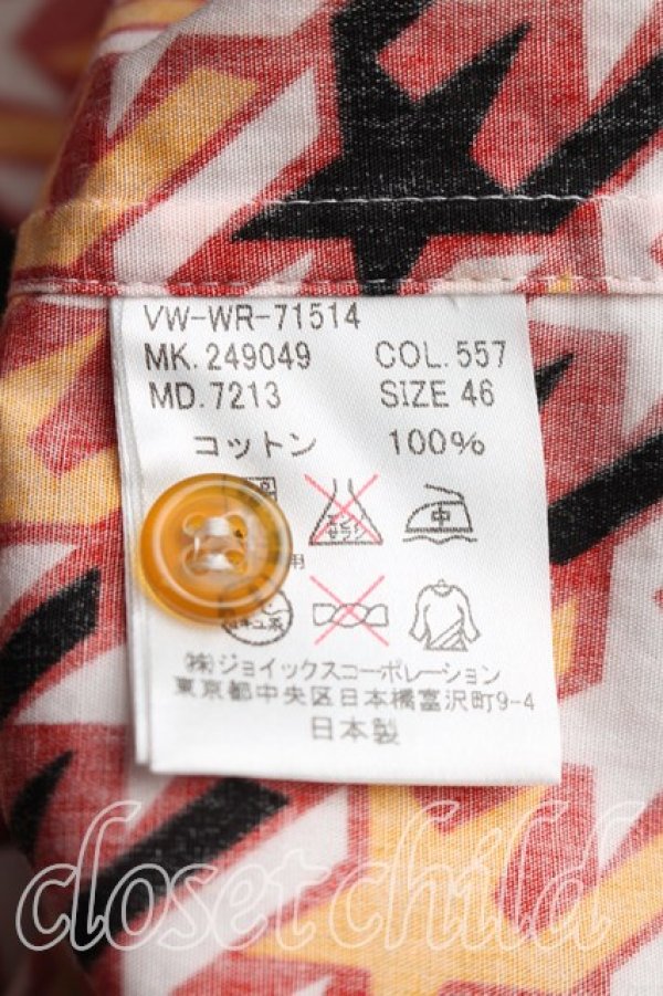 画像4: ヴィヴィアンウエストウッド MAN 中古 / スター柄アシメシャツ 46（メンズM相当） オレンジ  H-26-04-05-024-bl-OD-ZH (4)