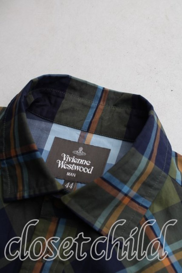 画像5: ヴィヴィアンウエストウッド MAN 中古 / タータンチェックシャツ 44（メンズS相当） 緑  H-26-04-05-026-bl-OD-ZH (5)
