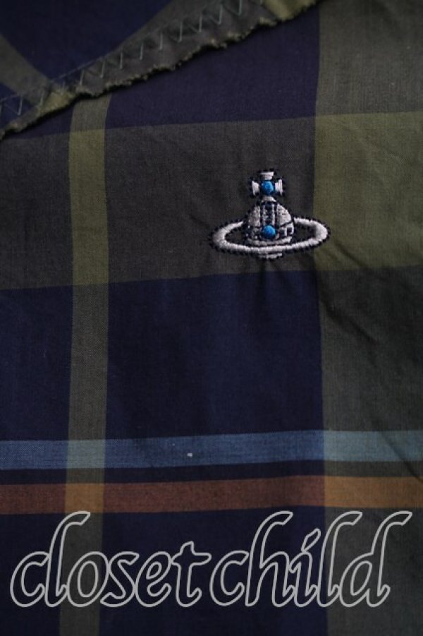 画像6: ヴィヴィアンウエストウッド MAN 中古 / タータンチェックシャツ 44（メンズS相当） 緑  H-26-04-05-026-bl-OD-ZH (6)