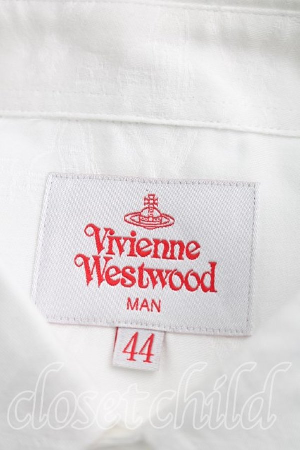 画像3: ヴィヴィアンウエストウッド MAN 中古 / ジャガードオーブシャツ 44（メンズS相当） 白  H-26-04-05-027-bl-OD-ZH (3)