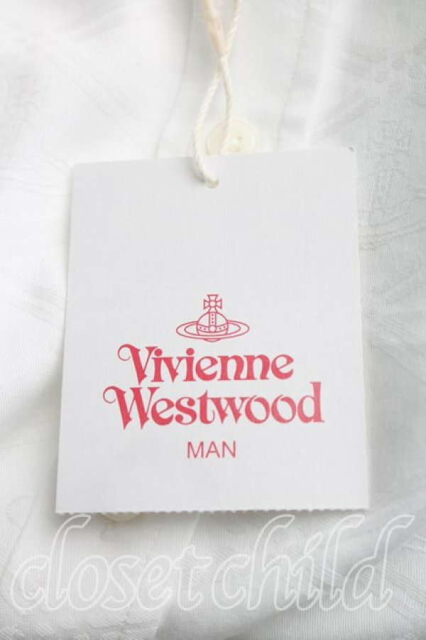 画像6: ヴィヴィアンウエストウッド MAN 中古 / ジャガードオーブシャツ 44（メンズS相当） 白  H-26-04-05-027-bl-OD-ZH (6)