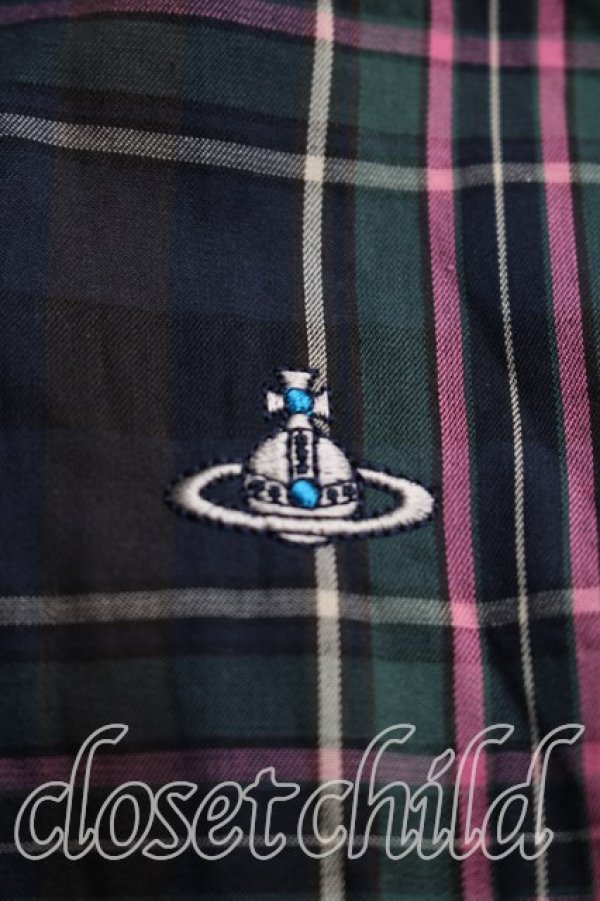 画像5: ヴィヴィアンウエストウッド MAN 中古 / タータンチェックロングシャツ 46（メンズM相当） 紺  H-26-04-05-028-bl-OD-ZH (5)