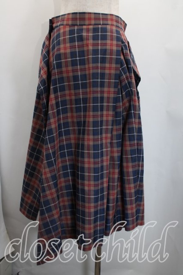 画像2: ヴィヴィアンウエストウッド 中古 / タータンチェックスカート 02（9号相当） 紺ｘ茶  H-26-04-05-029-sk-OD-ZH (2)