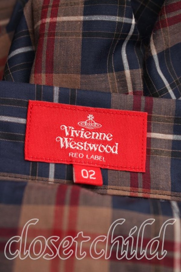 画像3: ヴィヴィアンウエストウッド 中古 / タータンチェックスカート 02（9号相当） 紺ｘ茶  H-26-04-05-029-sk-OD-ZH (3)