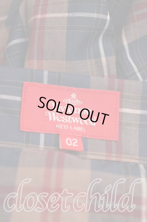 画像3: ヴィヴィアンウエストウッド 中古 / タータンチェックスカート 02（9号相当） 紺ｘ茶  H-26-04-05-029-sk-OD-ZH (3)