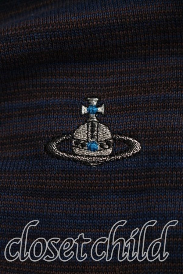 画像5: ヴィヴィアンウエストウッド MAN 中古 / オーブ刺繍ボーダーアシメカーディガン 46（メンズM相当） 紺  H-26-04-05-041-to-OD-ZH (5)