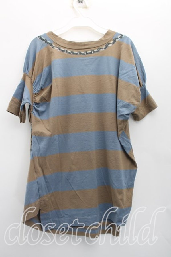 画像2: ヴィヴィアンウエストウッド 中古 / ネックレスptボーダーカットソー 2（9号相当） カーキ  H-26-04-05-045-to-OD-ZH (2)