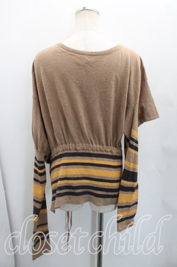 画像2: ヴィヴィアンウエストウッド 中古 / ボーダーギャザーニット 2（9号相当） 茶  H-26-04-05-048-to-OD-ZH (2)