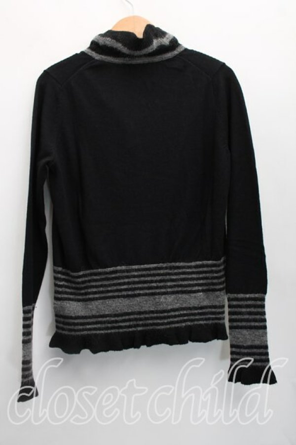 画像2: ヴィヴィアンウエストウッド 中古 / 単色オーブ刺繍フリルカラーカーディガン 2（9号相当） 黒  H-26-04-05-052-to-OD-ZH (2)