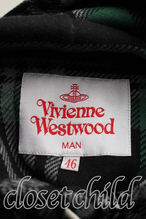 画像3: ヴィヴィアンウエストウッド MAN 中古 / タータンチェックパーカー 46（メンズM相当） 緑ｘ灰  H-26-04-05-068-to-OD-ZH (3)