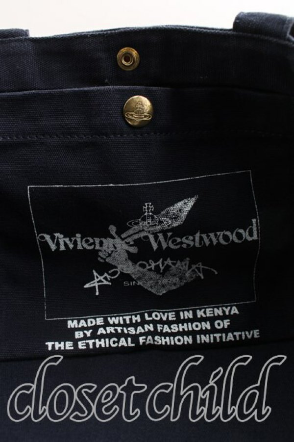 画像4: ヴィヴィアンウエストウッド 中古 / 限定トートバッグ  紺  H-26-04-05-074-ba-OD-ZH (4)