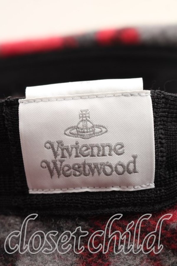 画像4: ヴィヴィアンウエストウッド 中古 / ベレー帽  灰ｘ赤  H-26-04-05-076-ha-OD-ZH (4)