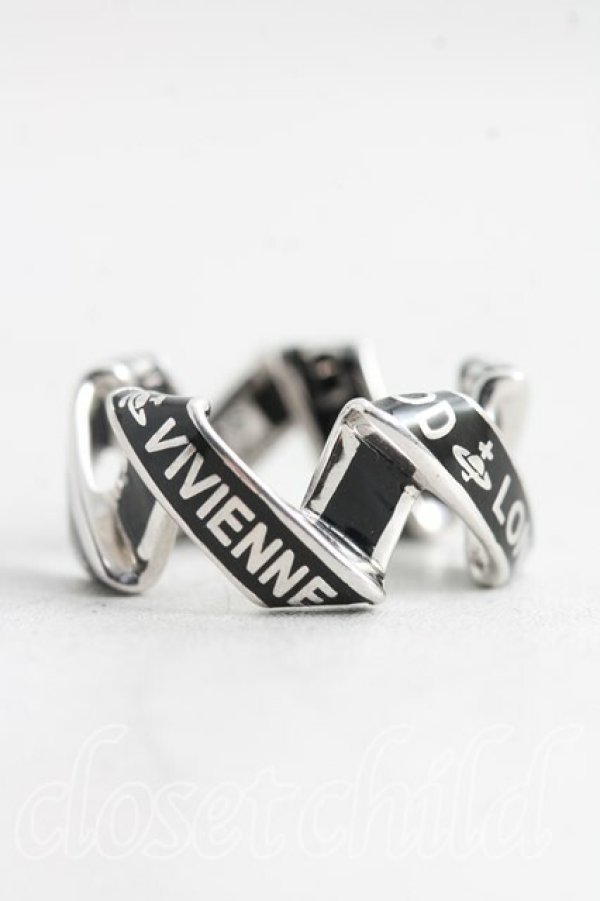 画像2: ヴィヴィアンウエストウッド 中古 / Dorsetツイストリング XS(10号相当） 黒  H-26-04-05-100-rg-OD-ZH (2)