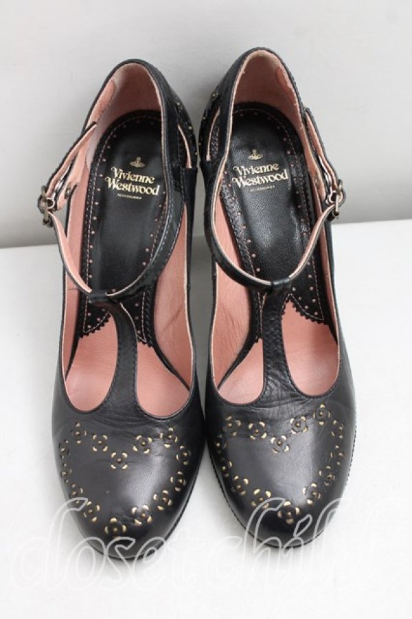 画像2: ヴィヴィアンウエストウッド 中古 / Tストラップサンダル 35ハーフ（22.5cm相当） 黒  H-26-04-05-128-sh-OD-ZH (2)