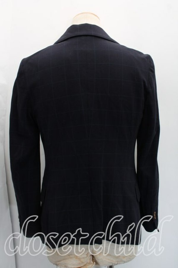 画像2: ヴィヴィアンウエストウッド MAN 中古 / 格子チェックジャケット 46（メンズM相当） 紺  H-26-04-05-002-jc-OD-ZH (2)